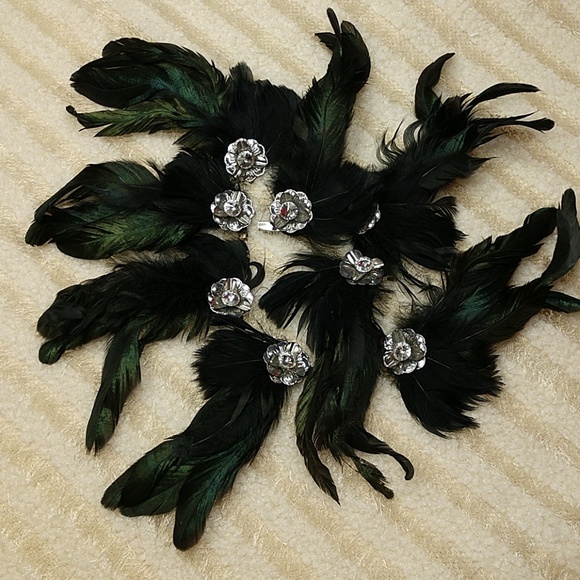Unique Feather Hair Clip or Brooch Flapper Roaring 20s Gatsby Gypsy Accessory 7" - Picture 5 of 8